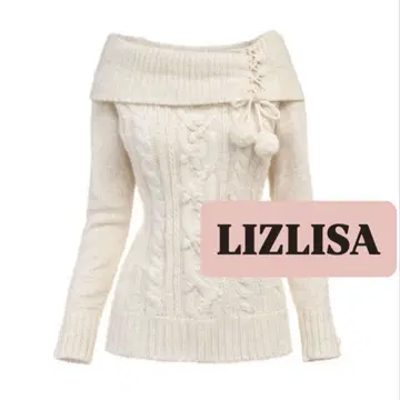 레어 LIZLISA 오프숄더 니트 폼폼 포함 히메 갸루