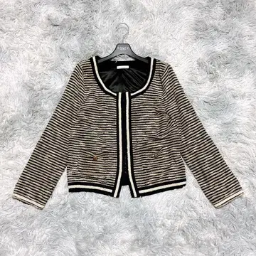 a.v.v 38 자켓 노카라 보더 블랙 화이트 출퇴근 졸업식 입학식