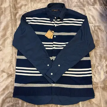 COMME CA MEN 스트라이프 셔츠 S 사이즈 네이비 종이 택 포함