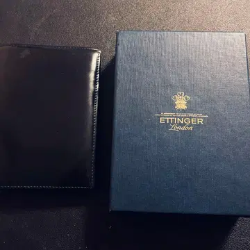 ETTINGER 이단 접이식 지갑 블랙 박스 포함
