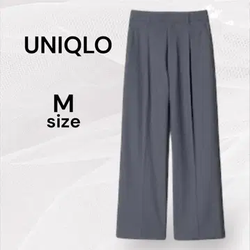 유니클로 새상품급 그레이 와이드 팬츠 턱 와이드 팬츠 M 센터 프레스