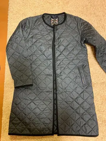 LAVENHAM 그레이 퀼팅 자켓 노카라 코트 블랙