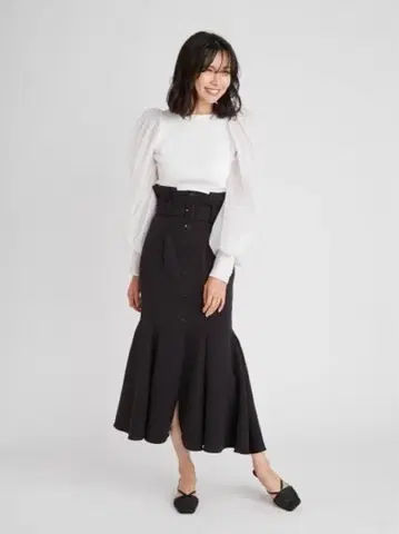 snidel 블랙 플레어 롱 스커트 벨트 포함