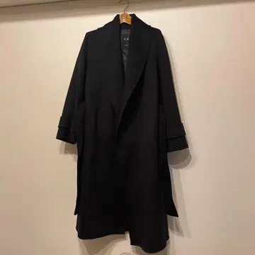 블랙 롱 코트 허리 벨트 포함