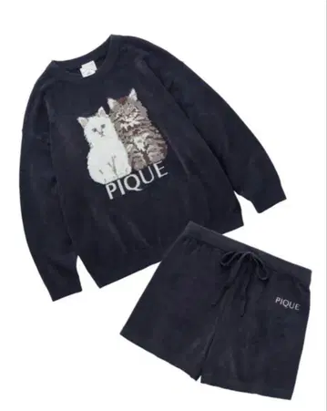 젤라또피케 트윈 캣 자카드 풀오버 & 숏팬츠 세트