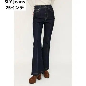 [ 새상품급 ] SLY 스라이 하이웨스트 플레어 팬츠 데님 25 S