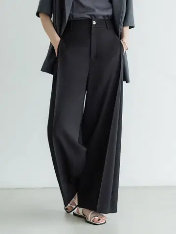 크루르 사이드 턱 슬라브 와이드 팬츠