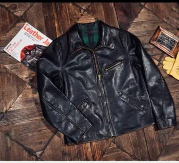 빈티지 복각 카우 가죽 스포츠 자켓 블랙