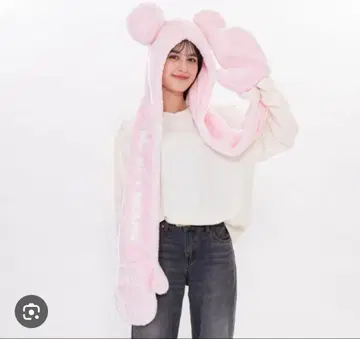 미키마우스 머플러 핑크 팬캡