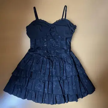 미니 원피스 블랙 한국 프릴 리본 캐미 원피스