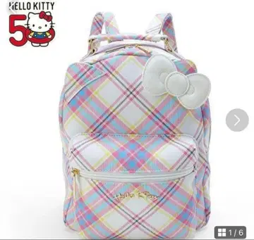 [ 새상품 ] 헬로키티 50주년 드레스 타탄 디자인 시리즈 미니 백팩