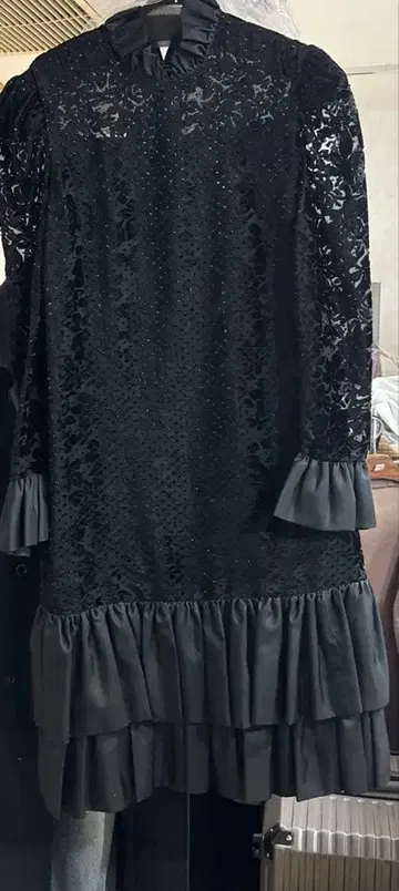 블랙 레이스 무릎 기장 원피스 포멀 새상품급