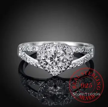 925 스털링 실버 하트 모양 반지