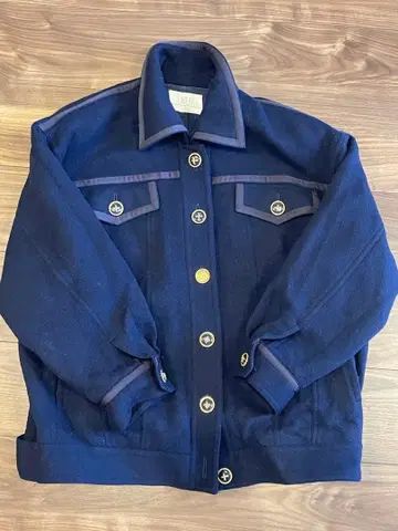 [ 쇼와 레트로 ] LINEAR 네이비 블레이저 골드 버튼 자켓 빈티지