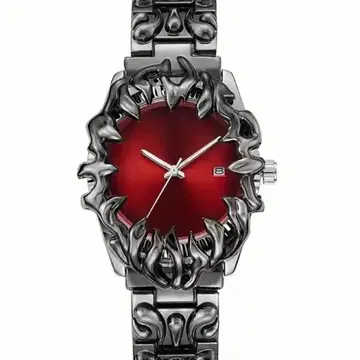 유니크 디자인 빨간색 다이얼 시계