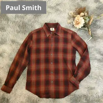 새상품급 폴스미스 체크 셔츠 M 빨간색 코튼 남성용 여성용