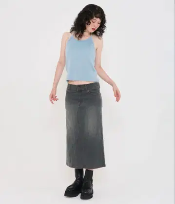 미디 기장 데님 스커트 TINA: JOJUN