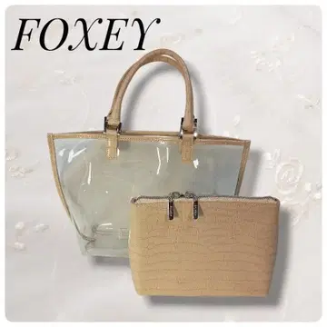 FOXEY 폭시 클리어 토트백 파우치 포함 핸드백