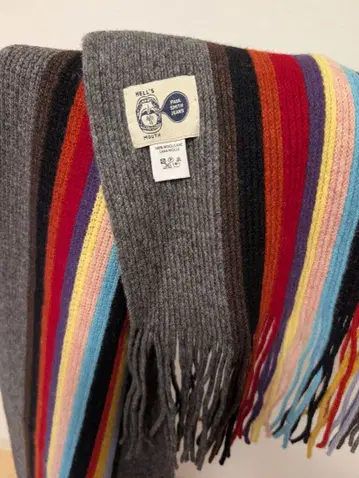 울 소재 스트라이프 머플러 그레이 멀티 컬러