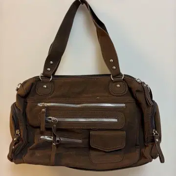 브라운 캔버스 숄더백