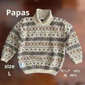 Papas 파파스 남성용 니트 스웨터 올 패턴 모헤어 혼방 L