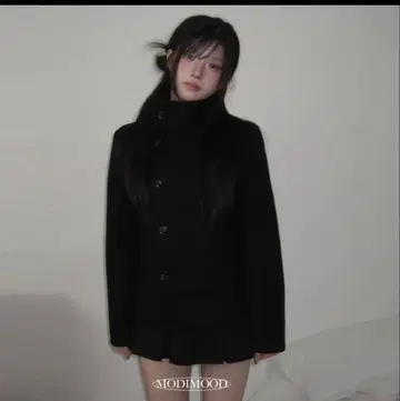 슬림핏 하프 더블 하이넥 울 코트