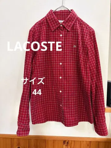 LACOSTE 빨간색 체크 코듀로이 긴팔 셔츠