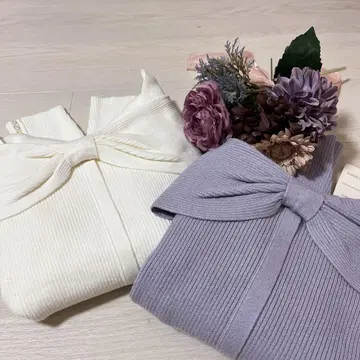 2way 리본 케이프 칼라 니트