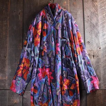 구제 빈티지 올 패턴 자켓 테로감 주름 가공 얇은 소재 프리 사이즈