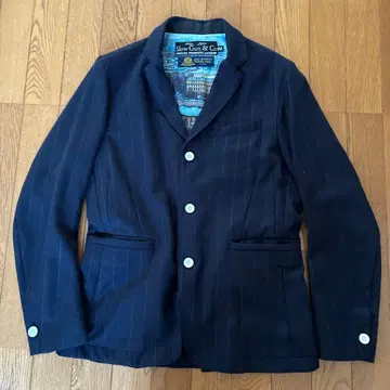 슬로우 건 앤 코 네이비 스트라이프 테일러드 자켓