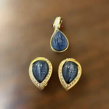 파란색 물방울 디자인 귀찌와 펜던트 헤드 세트