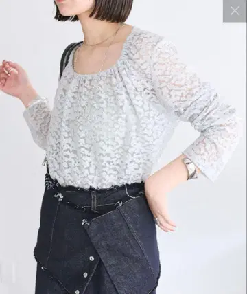 mystic 시어 초커 리본 롱T