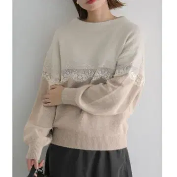 새상품 LaTotalite 라 토탈리테 바이컬러 레이스 풀오버