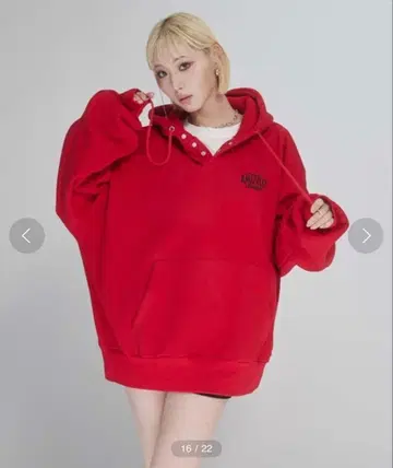 ENVYM 레드 오버 사이즈 후드티