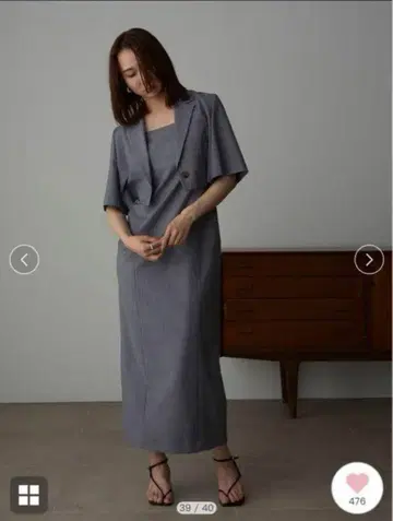 FRAY I.D 그레이 체크 무늬 롱 원피스 자켓 포함