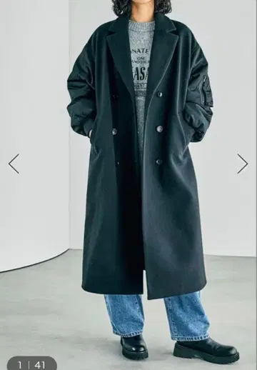 LEPSIM 멜톤 도킹 코트 블랙