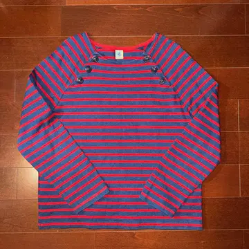 쁘띠바토 빨간색과 네이비 스트라이프 긴팔 티셔츠