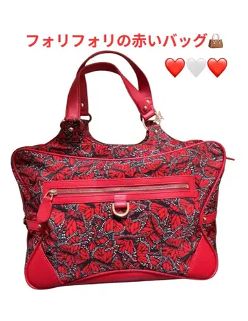 폴리폴리 빨간 나비 무늬 핸드백