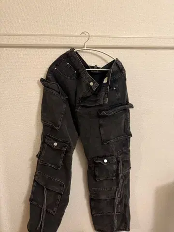 블랙 카고 팬츠 복수 포켓 L size