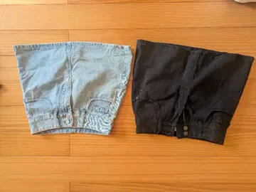 데님 청바지 블랙 화이트 숏팬츠 세트 하트