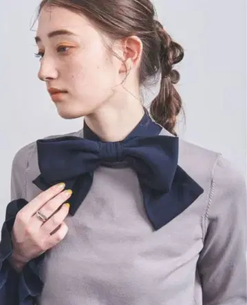 유나이티드 애로우즈 iris47 탈착식 옷깃 보타이 리본 네이비