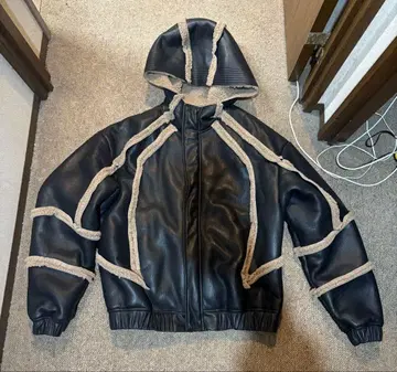 지하인 온라인 CROWORLD 후드 부착 가죽 자켓 L 사이즈