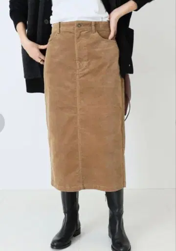 [SLOBE IENA] 스트레치 코듀로이 페그탑 타이트 스커트 38 카멜