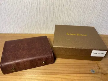 IrideScent 다크 브라운 가죽 3단 폴더형 지갑 박스 포함
