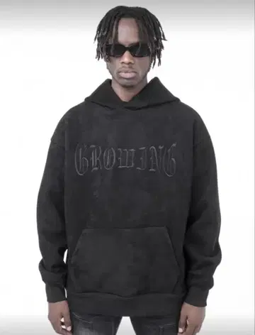 GROWING 오버 사이즈 후드티 블랙