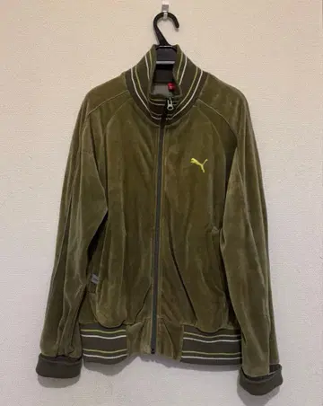 00s 푸마 벨로아 트랙 자켓 카키 옷깃 높음 레어