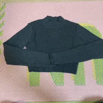 MURUA 다크 그레이 하이넥 스웨터 크롭 기장