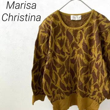 마리사 크리스티나 니트 스웨터 7부 소매 모 100% 레오파드 무늬