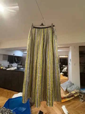 NINE 스트라이프 롱 스커트