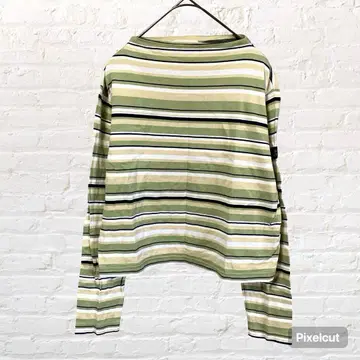 11233 MULTI MIX 보더 티셔츠 티셔츠 그린 면 100% M